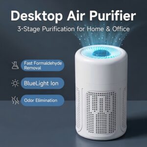 Compact MC-K01 Air Purifier, Equipped with a HEPA Filter and Activated Carbon Core, Operates Quietly, Energy-saving, and Suitable for Living Rooms, Bedrooms, and Offices. It Can Remove Odors, Dust, and Smoke, Featuring a Modern White Design