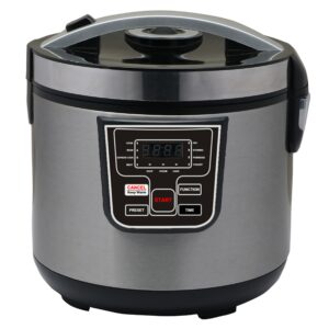 Multi functional household rice cooker, 11 preset cooking options, 5 liters water capacity, up to 12 cups of rice, with non stick inner pot, 24-hour delay timer and automatic keep warm function, UK plug