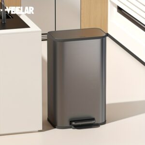 Stainless Steel 30 Litre Trash Bin with Lid, 30.28 L Kitchen Tall Trash Can Bin Metal Waste Bin for Home Hotel Office Public New Home Decoration Christmas Gift Kitchen Trash Cans
