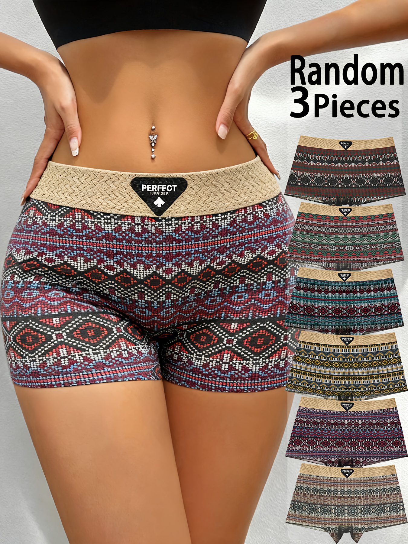 A Set of Three Women'S Boyshort Panties, Featuring a Soft And Comfortable Mid-Rise Design. These Breathable Underwear Come in a Variety of Colors, Ensuring a Comfortable Fit for Both Daily Wear And Special Events - Image 5