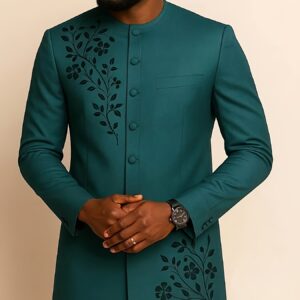 Men'S Casual 2pcs Set, Embroidered, Round Neck, Button, Pocket, Long Sleeved Top+Drawstring Elastic Pants, Fashionable Outfit for Parties, Weddings, Holidays, All Season New Styles 1 Set