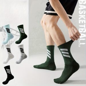 4 Pairs of Men'S Autumn And Winter Professional American-Style Elite Basketball Socks with Towel Bottoms & Sports Socks