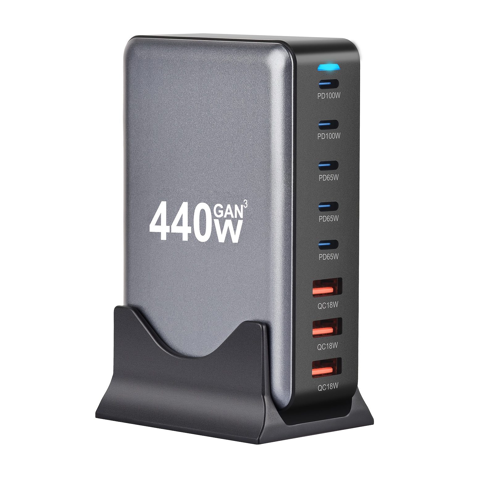 1pc 440W Multi-Port Charger 8-Port 3A+5C Multi-Purpose Charger for Mobile Phones and Electronic Devices, Indoor Miscellaneous Cord Disposal, Keep Your Desktop Tidy Round Fashion Style, Multi-Port Car Phone Charger - Image 3