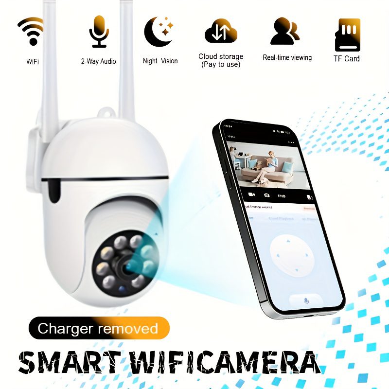 2pcs WiFi Security Camera 360° Panoramic View, PTZ Control, Motion Detection Alerts, Two-Way Audio, Full-Color Night Vision, USB-Powered Indoor/ Surveillance Camera for Home, Office, Store, Garage - Compatible with Smartphone Apps - Image 9