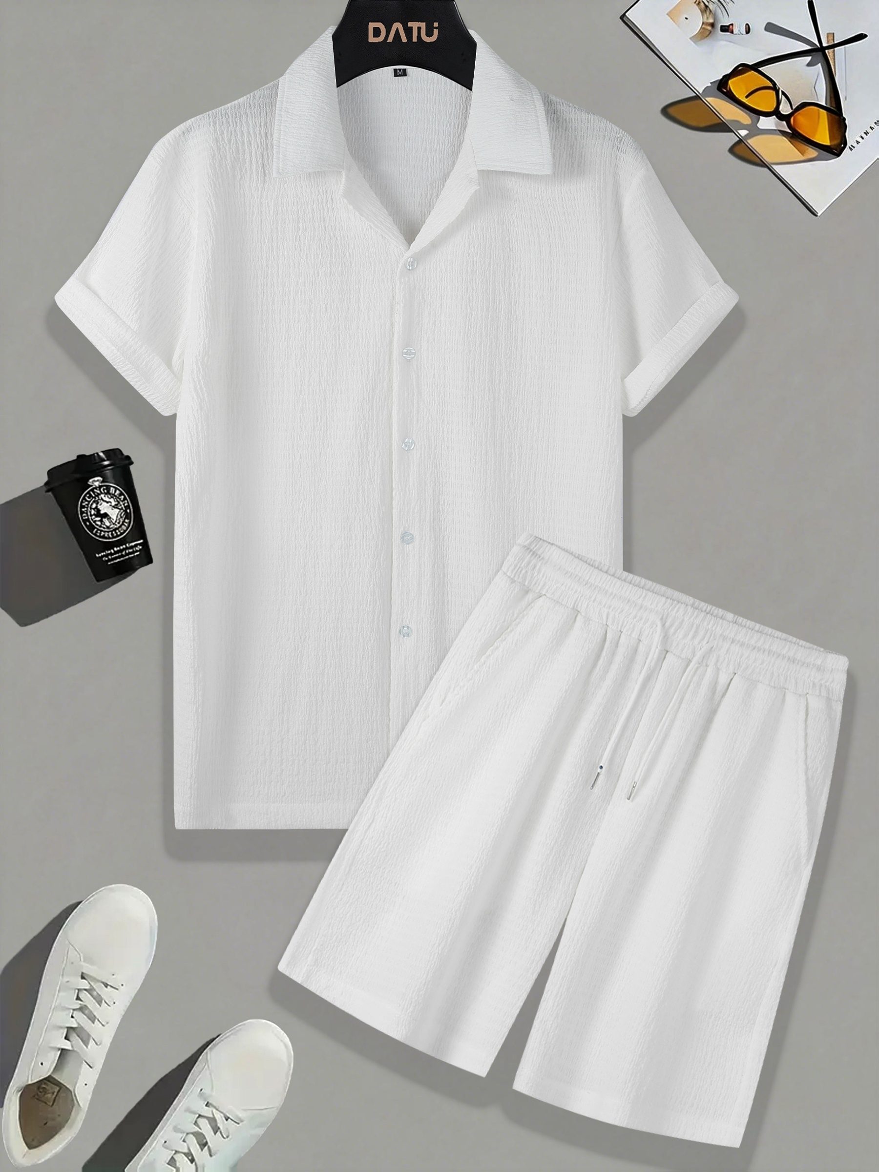 Men's Summer Casual Sportswear Set - High-Quality Shirts with Trendy Short Sleeves and Shorts 2pcs Set - Image 8