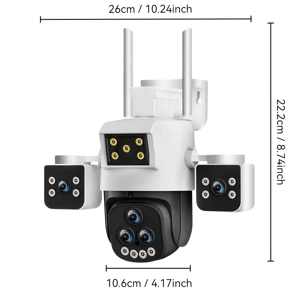 20x Zoom 4MP WiFi Security Camera, White, Full HD WiFi Security Camera, 5 Lenses, Two-Way Audio, Outdoor IP66, Auto Tracking, Human Detection, Push Notifications, 360° Pan-Tilt Control, Video Monitoring, Suitable for Home, Office, and Outdoor Use - Image 2