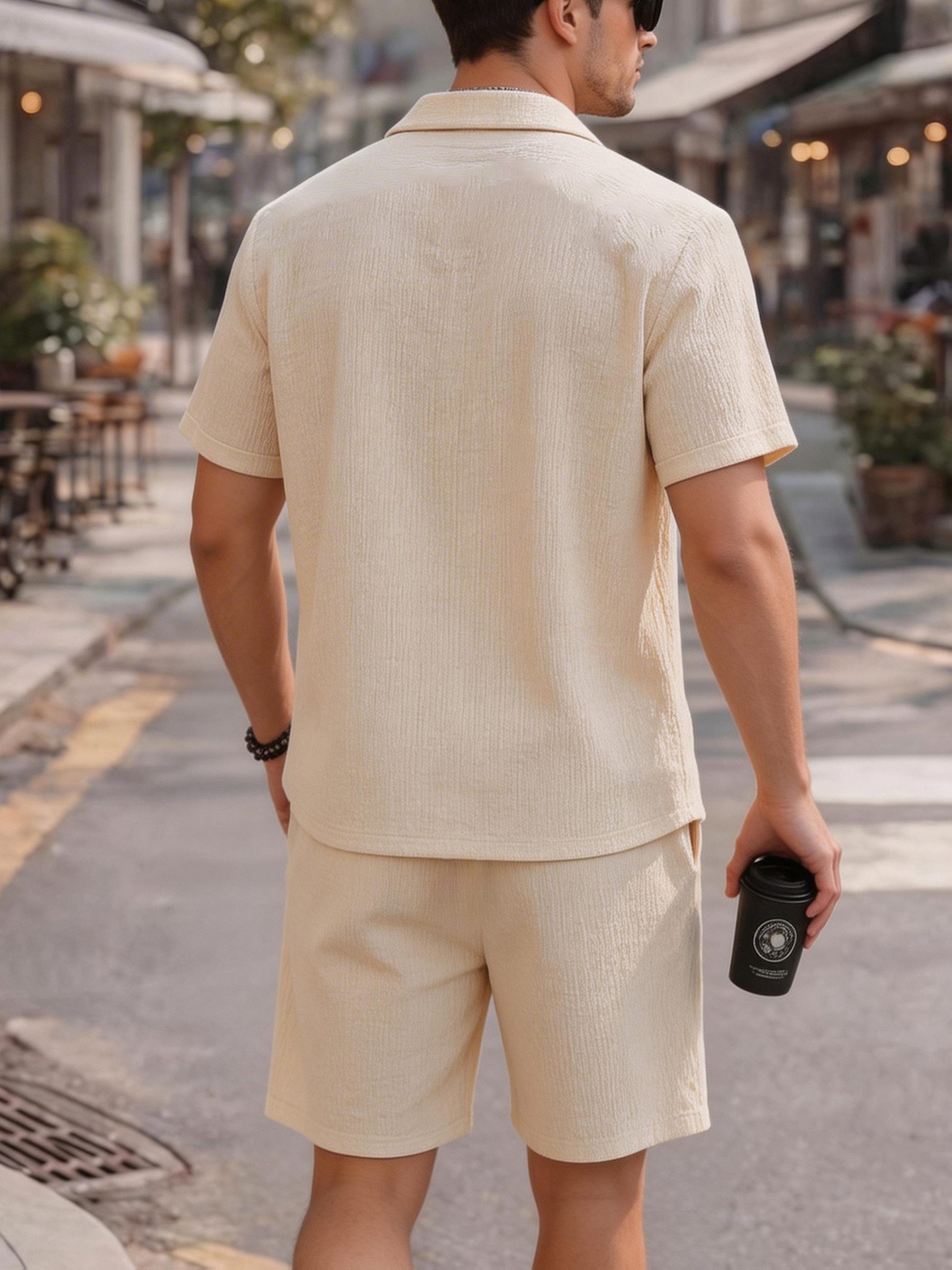 Men's Summer Casual Sportswear Set - High-Quality Shirts with Trendy Short Sleeves and Shorts 2pcs Set - Image 3
