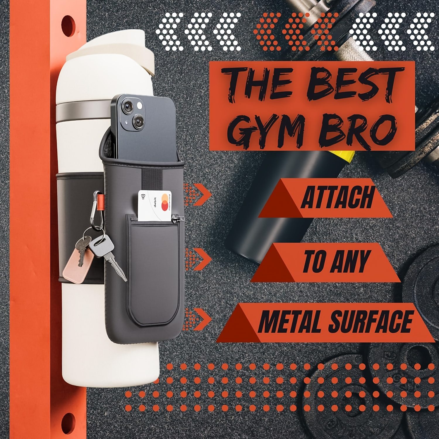 Magnetic Water Bottle Sleeve Pouch Magnetic Water Bottle Holder Multi Purpose Magnetic Bag for Gym Office & Travel Smartphones, Keys, Cards - Hands-Free Workout Mount for Treadmills, Benches, Equipment - Essential Fitness Storage Pouch - Image 10