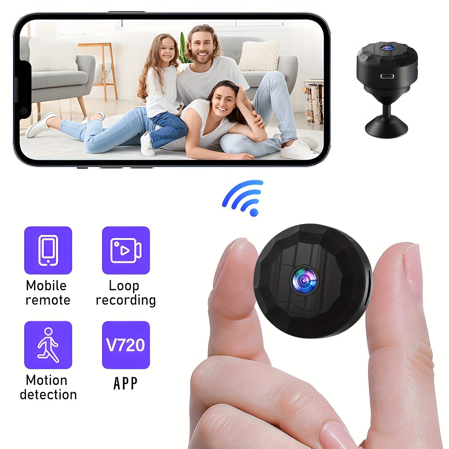 Smart Wireless Security Camera - 2.4GHz WiFi Indoor/Outdoor, USB Rechargeable for Travel/Renters | Home Pet Monitoring, No SD Card, Mobile App - Image 3