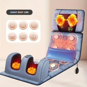 Full Body Massage Cushion, Full Body Wave Vibration Relaxation, Detachable Shiatsu Massage Pillow, with Calf Massage, Upgraded Gray Short Plush Fabric, Back Heated, Waist Manual Adjustable Height Airbag, New Spring Products, UK Plug.