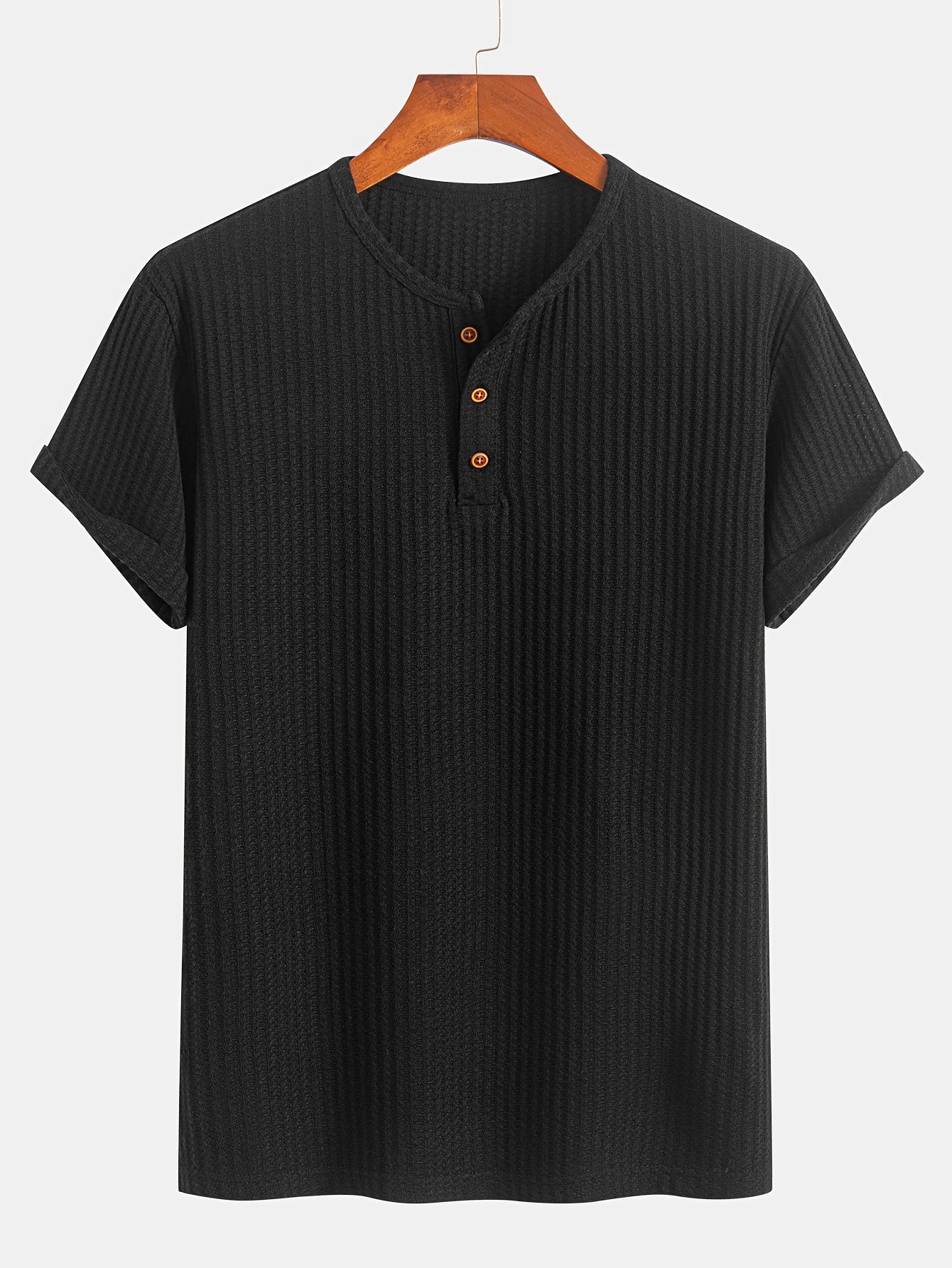 A Summer Short-Sleeve Cardigan T-Shirt with a Fine Check Pattern And Round Neck, Featuring a Knitted Jacquard Texture - Image 5
