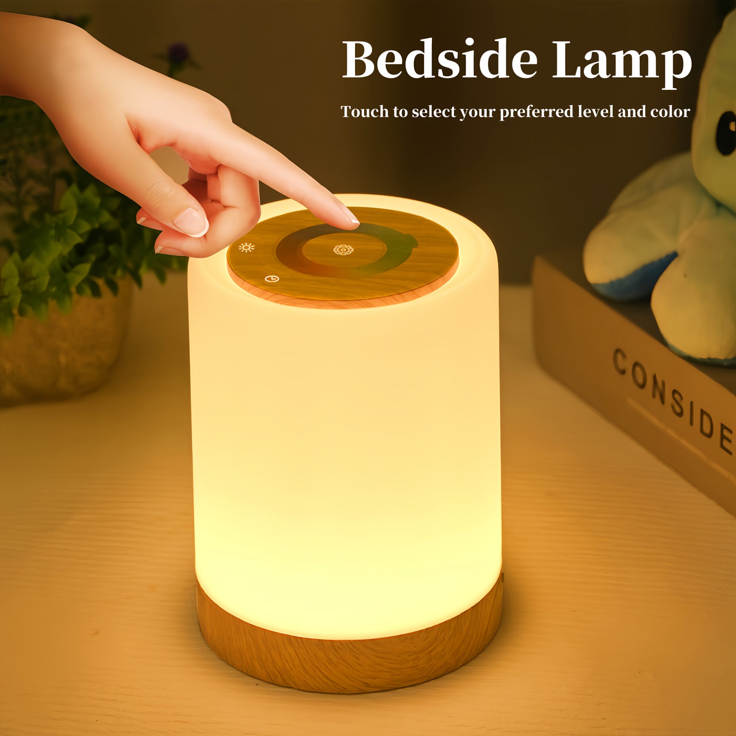 1pc/2pcs Bedside Lamp, Touch Night Lamp, Wood Grain Color Table Lamp, 3 Lighting Mode, 5 Brightness Level, RGB Ambient Lamp, Soft Light Reading Table Lamp, 1500mAh Battery, TPY-C Charging Use, Portable Lamp, Suitable for Bedroom, Living Room - Image 4
