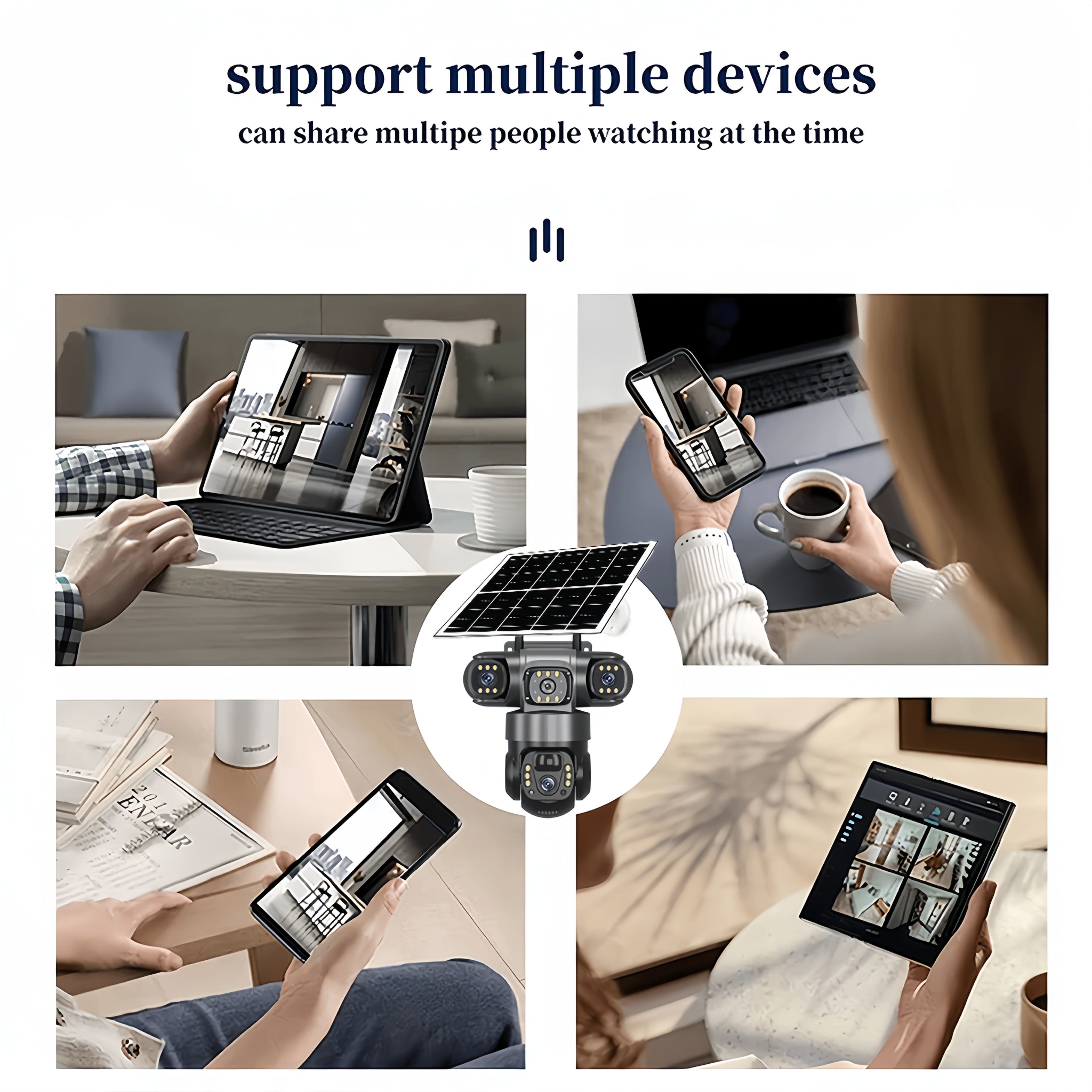 New Model 3 Lens 3 Screen Security Camera Wireless Outdoor - Solar/Battery Powered, WiFi & No SIM Card Needed (Connect & Use) | Multi-Angle Monitoring for Home/Patio/Yard | AI Motion Detection, Color Night Vision, 2-Way Audio, Siren, Cloud Storage - Image 5