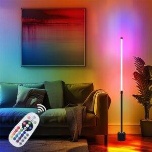 1pc Versatile RGB LED Floor Lamp, Remote Control, USB Powered - Modern Minimalist Design for Every Room