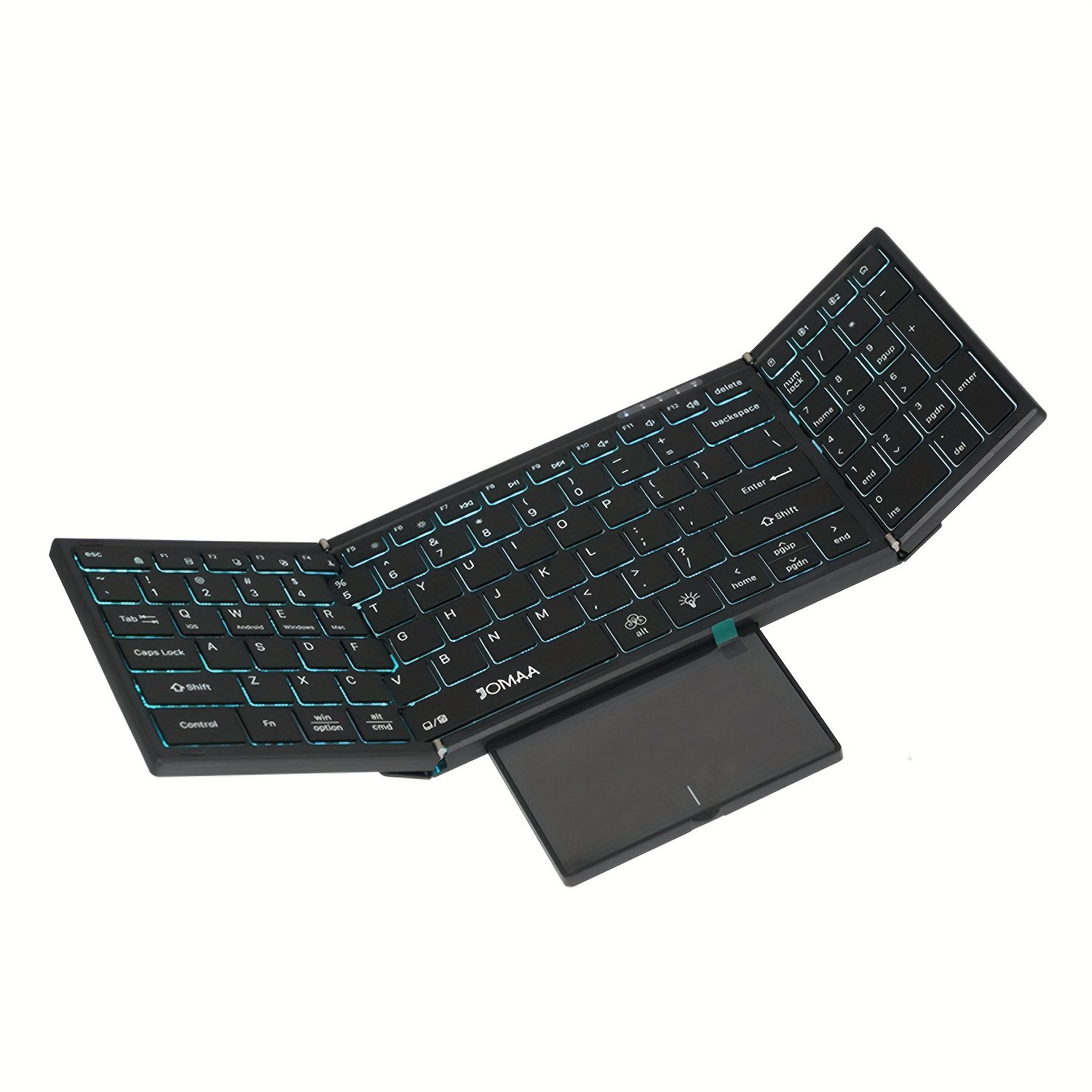 Jomaa RGB Backlit Foldable Keyboard with Wireless And USB Wireless Connectivity, Full Size with Touchpad And Numeric Keys, Rechargeable - Image 3