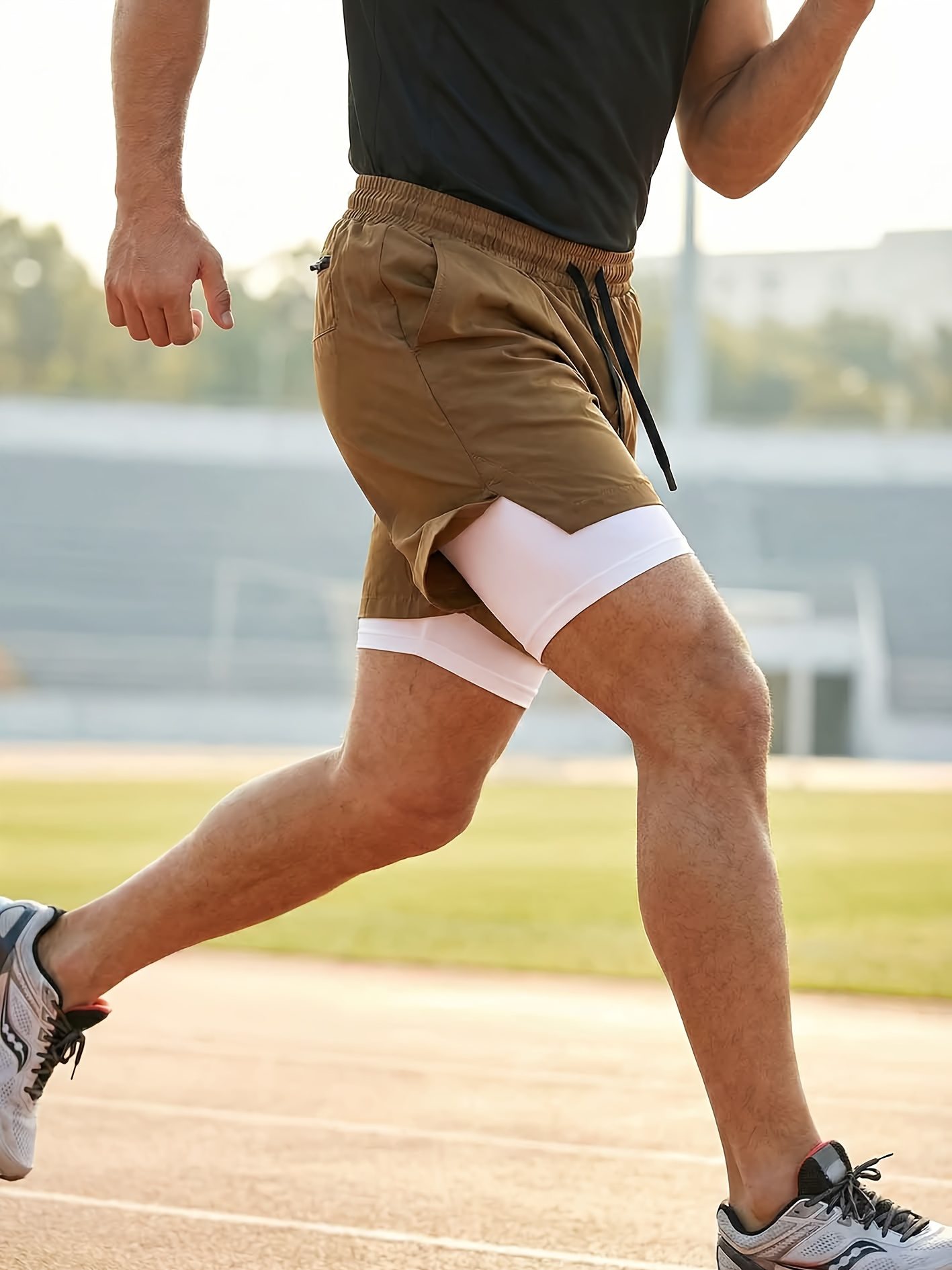 Men's New Summer Quick-Dry Sports Shorts with Split Hem, Double-Layer Fashion Design, Beachwear for Summer Seaside Travel, Comfortable Fabric, Drawstring, Gym Double-Layer Phone Shorts, Daily Wear, Valentine's Day Gift - Image 10