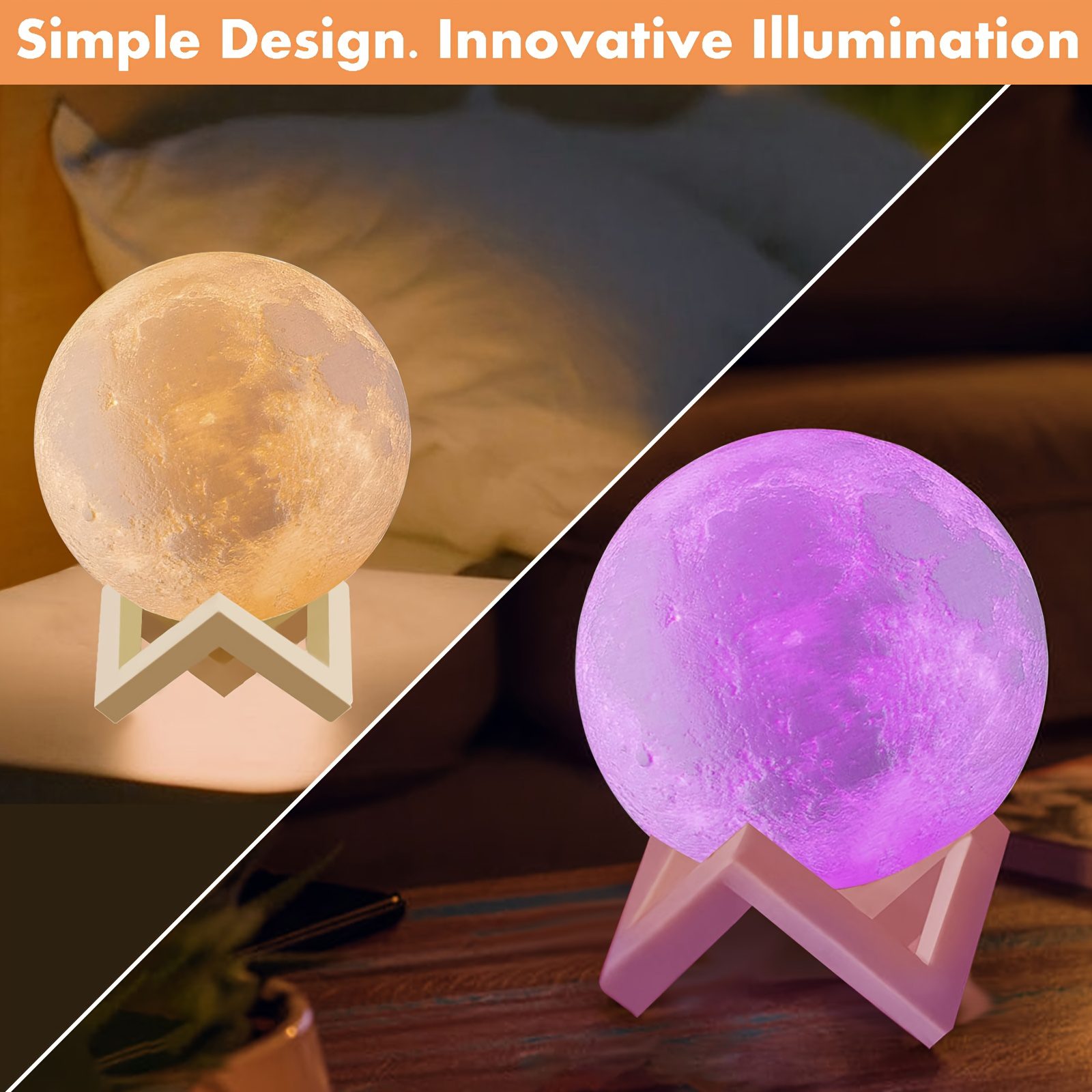 PINOCO Smart RGB 128-Color Moon Lamp with Remote & Touch Control, -Free Color/Brightness Adjustment, - Night Light Suitable for Bedside, Desk Decor, Birthday & Anniversary Gifts - Modern Crescent Light Bulb - Image 5
