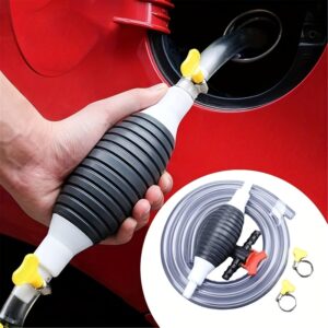 Multifunctional Liquid Suction Pump, Manual Fuel Transfer Pump with Gasoline Hose, Portable Siphon Pump Suitable for Gasoline, Diesel, and Other Liquids/Water. Includes 1m Siphon Hose + Hand Crank Fuel Pump + 2 Hose Clamps + Leak-Proof Valve