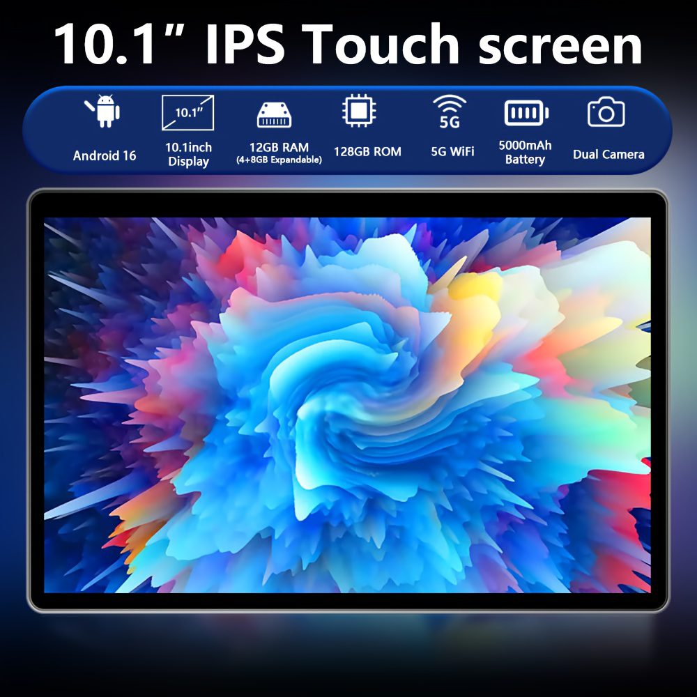 CRELANDER 2025 NEW Android Tablet with a 10.1 Inch IPS Touch Screen, 2-In-1 Design Including a Protective Case, Optional Keyboard, Mouse, And Stylus. It Features 12GB RAM (4GB + 8GB Expandable) And 128GB Storage, Supporting a 1TB TF Card, Tablet - Image 3