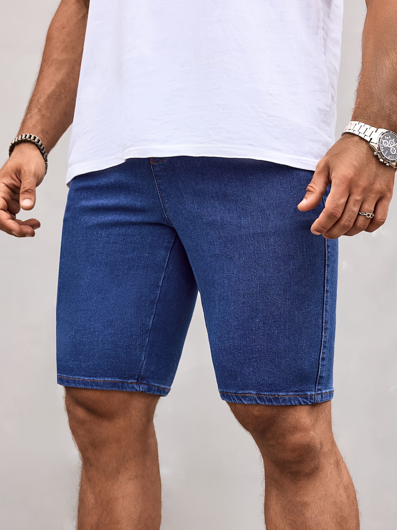 Men's Drawstring Waist Pockets Denim Shorts Jorts Plain Navy Blue Vacation Vintage Friends Going Out Hang Out Commute National Park Street - Image 6