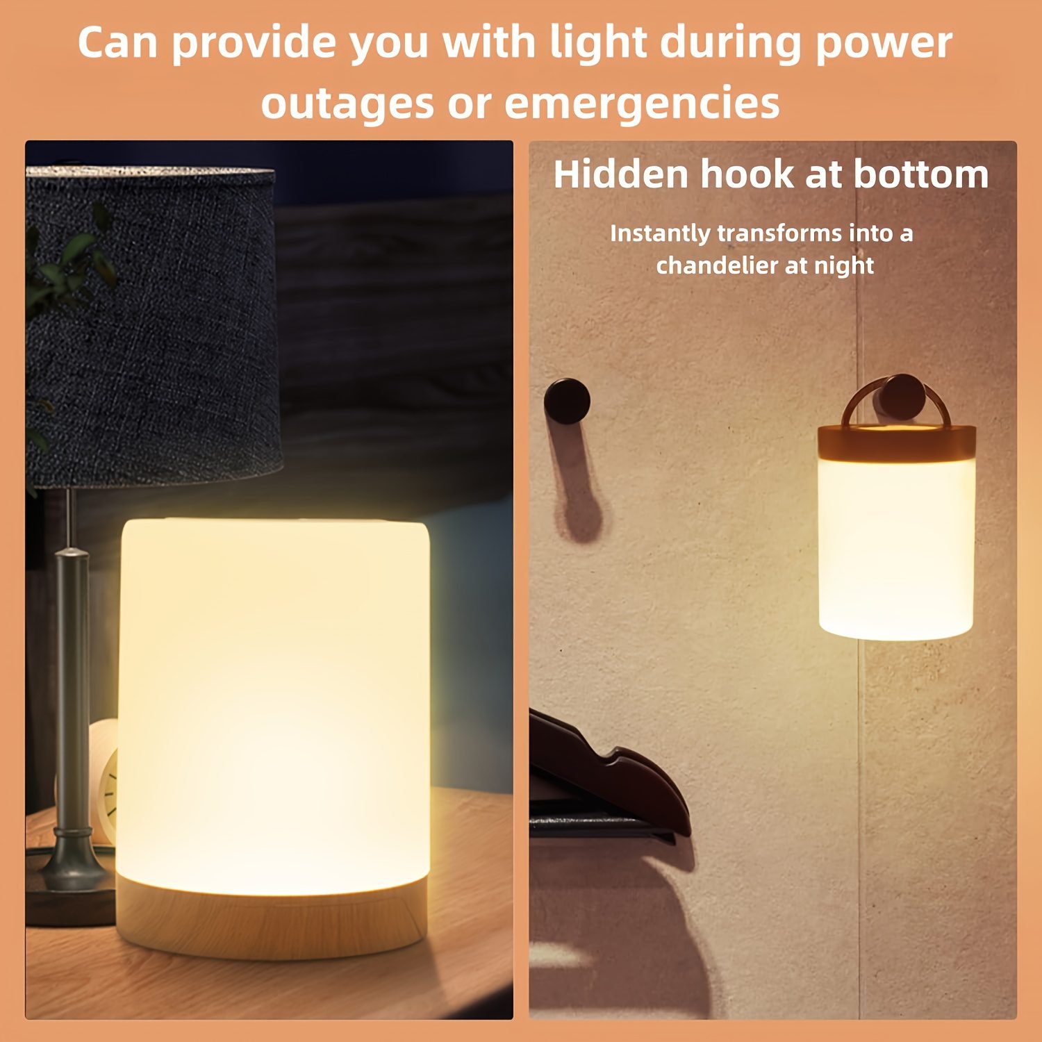 1pc/2pcs Bedside Lamp, Touch Night Lamp, Wood Grain Color Table Lamp, 3 Lighting Mode, 5 Brightness Level, RGB Ambient Lamp, Soft Light Reading Table Lamp, 1500mAh Battery, TPY-C Charging Use, Portable Lamp, Suitable for Bedroom, Living Room - Image 7