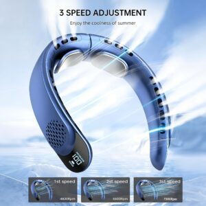 2026 New Rechargeable Wearable Neck Fan | LED Smart Display | 3 Speed Settings | 4000mAh High-Capacity Battery & Long-Lasting Battery Life | 360° Surround Airflow | Quiet & Soft Airflow | Indoor & Outdoor Use | Must-Have for Home Cooling