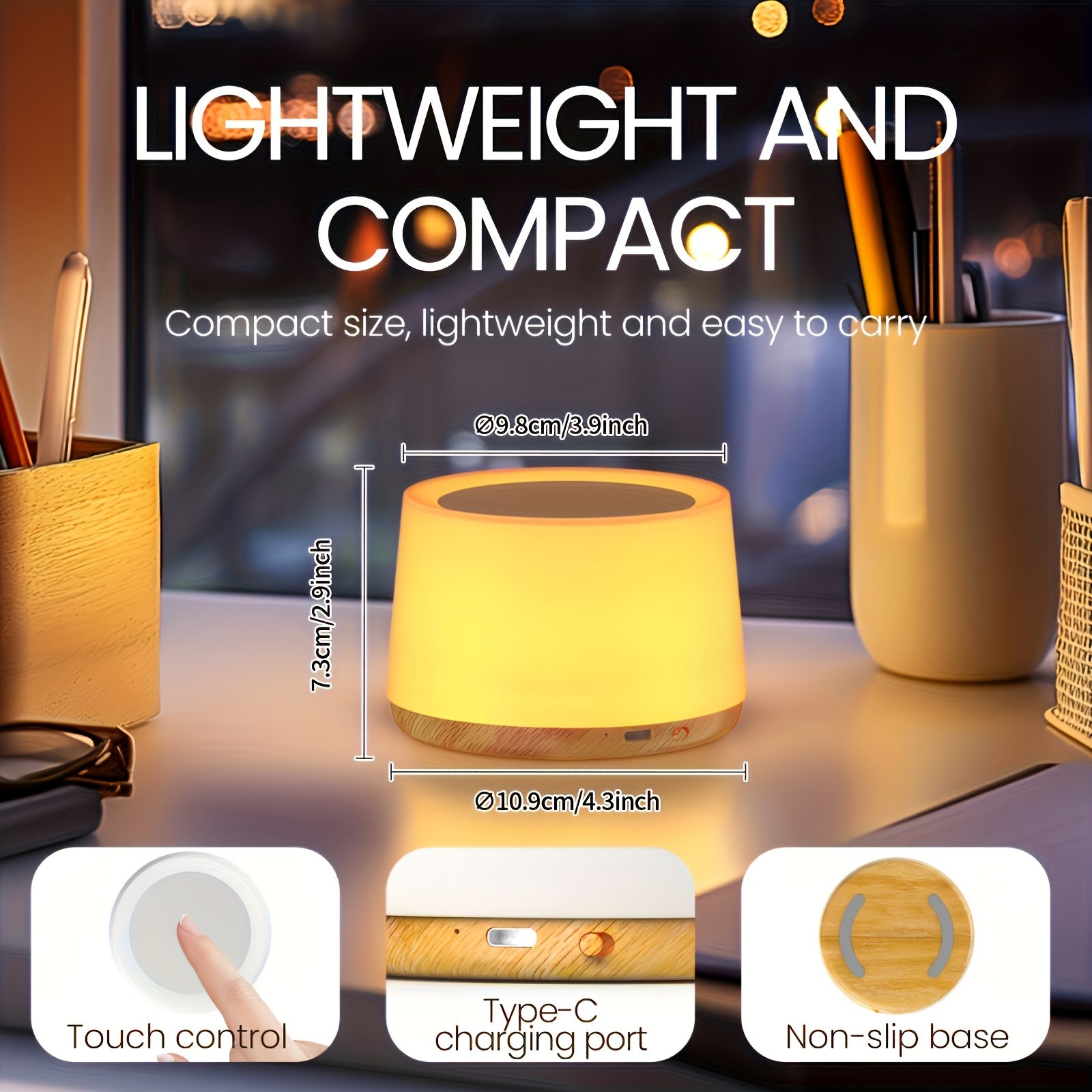 Lihangstar Touch-Sensitive Smart Lamp, a Brand New Touch Bedside Lamp, Night Light/Table Lamp, Adjustable Brightness And Color Night Light, USB Rechargeable/Suitable for Bedroom, Living Room, Parties, Desktop, Birthday Gift Ambient Light - Image 2