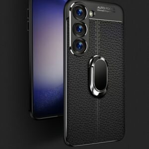 Phone Case with Lychee Pattern, Easy to Remove and Soft Shockproof Design for Samsung A55/A15/A35/A25 5G/A23/A14 5G/S24/S24 Ultra/S24 FE/S23/S23 Ultra/S23 FE, Includes Ring Stand