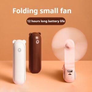 Portable Handheld Fan with Illuminated Night Light, MINI Power Bank, 1200mAh Lithium Battery, USB Charging, 2-Speed Adjustable, Foldable Design. Suitable for Home, Office, Outdoor, and Travel Use. An Ideal Gift for Female Friends