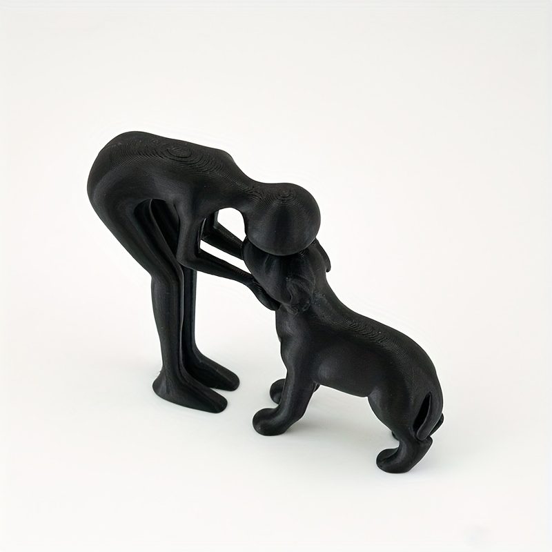 Collectible Figurines ,1pc Black & White Human & Dog Friendship Sculpture Statue - Modern Minimalist Pet Lover Gift, Hand-Like Figure & Sitting Puppy Figurine, Plastic Home/Office/Shelf Decor for Christmas, Hanukkah, Easter, Thanksgiving (No - Image 7