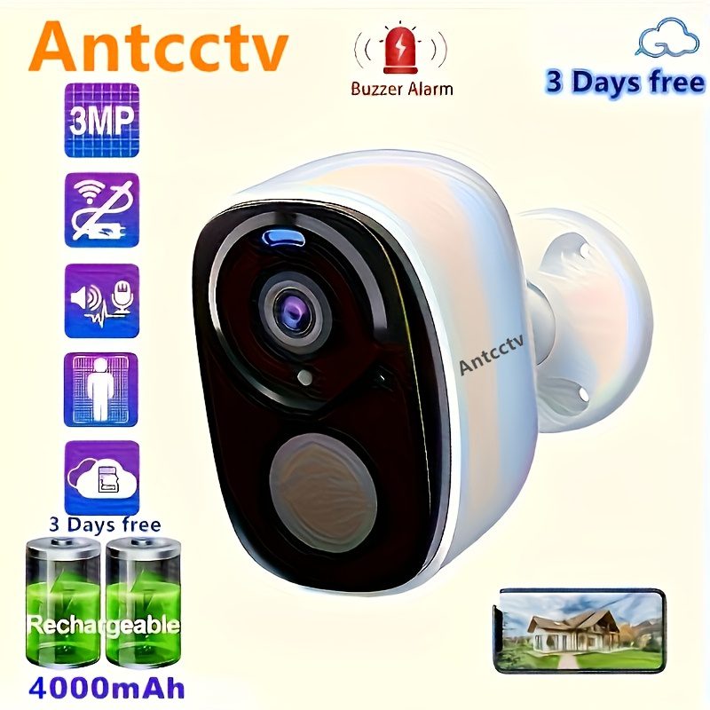 2 Pack (White + Black) Security Camera Wireless Outdoor, FHD 3MP Night Vision with Spotlight, Wire-Free 4000Mah Battery Powered, Human Detection, PIR Human Detection, 2-Way Talk, SD Card/Cloud Storage Three Days of Free Cloud Storage - Image 7