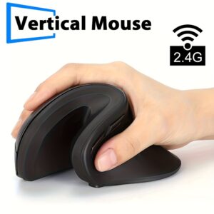 Ergonomic Wireless Vertical Mouse with USB Receiver, Right-Hand Design for Wrist Comfort, 2.4GHz Connectivity, Black Color, Ideal for Office, Home, and Multi-Device Use