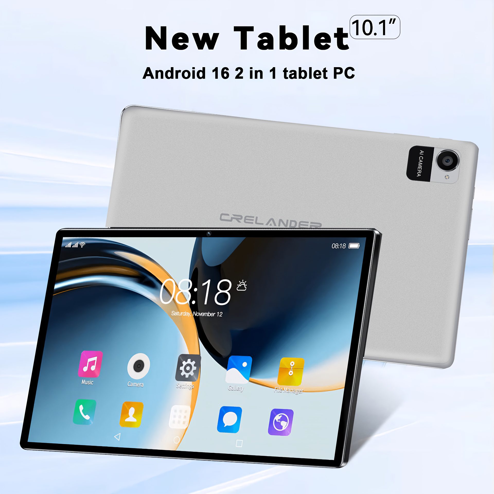 NEW Tablet Android 16 2 in 1 Tablet 10.1-Inch IPS Display 12GB RAM(4GB+8GB Expand) 128GB ROM, Support 1TB TF Card Extension, with Keyboard, Mouse, Stylus, Holder Case, 5G Wi-Fi & Wireless, GMS, Tablet, Pad - Image 3