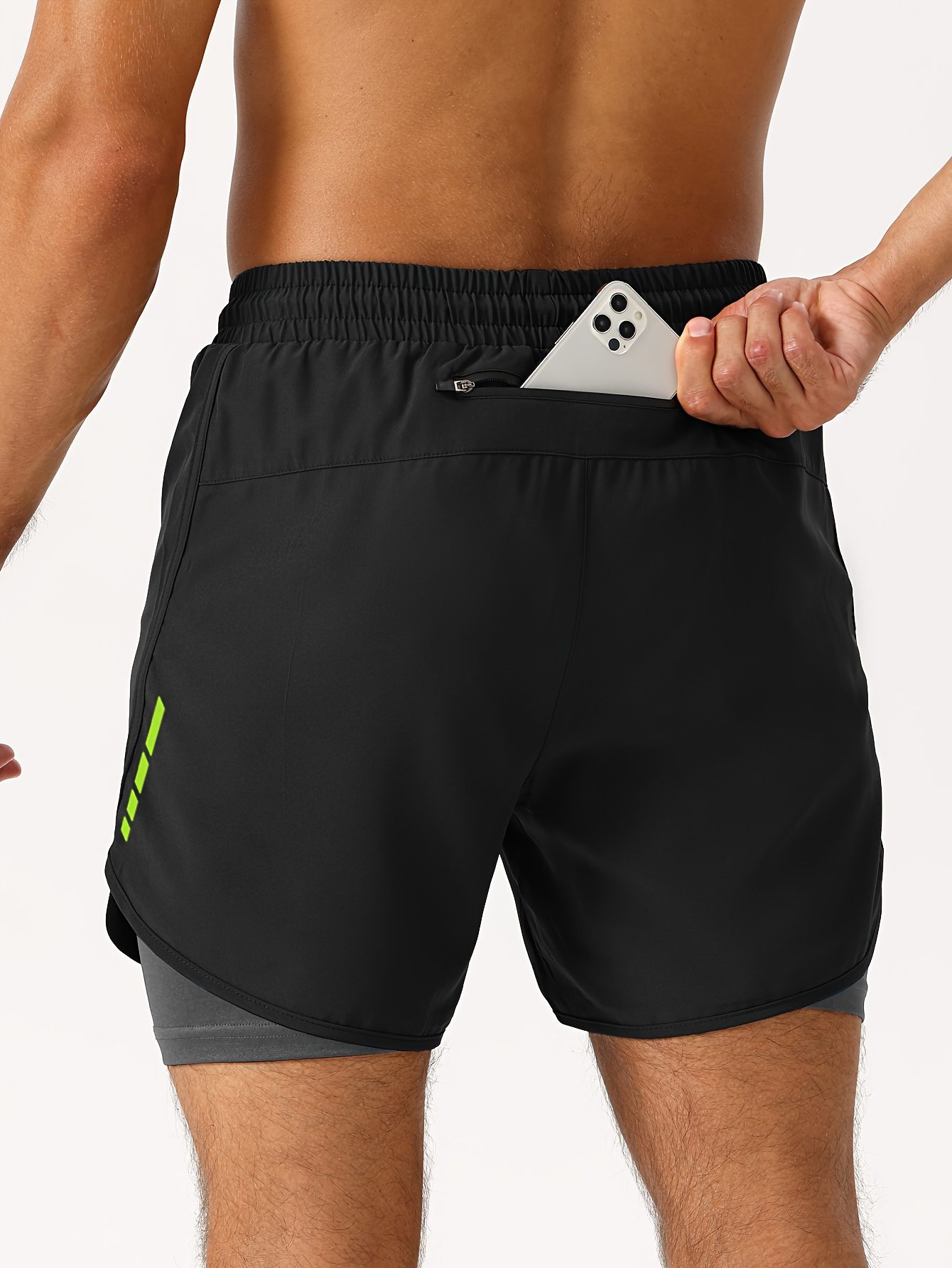 Men'S 2-In-1 Running And Fitness Shorts with a Zippered Back Pocket - Image 2