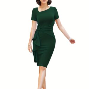 A Stylish And Elegant Fitted Short-Sleeve Dress for Women.