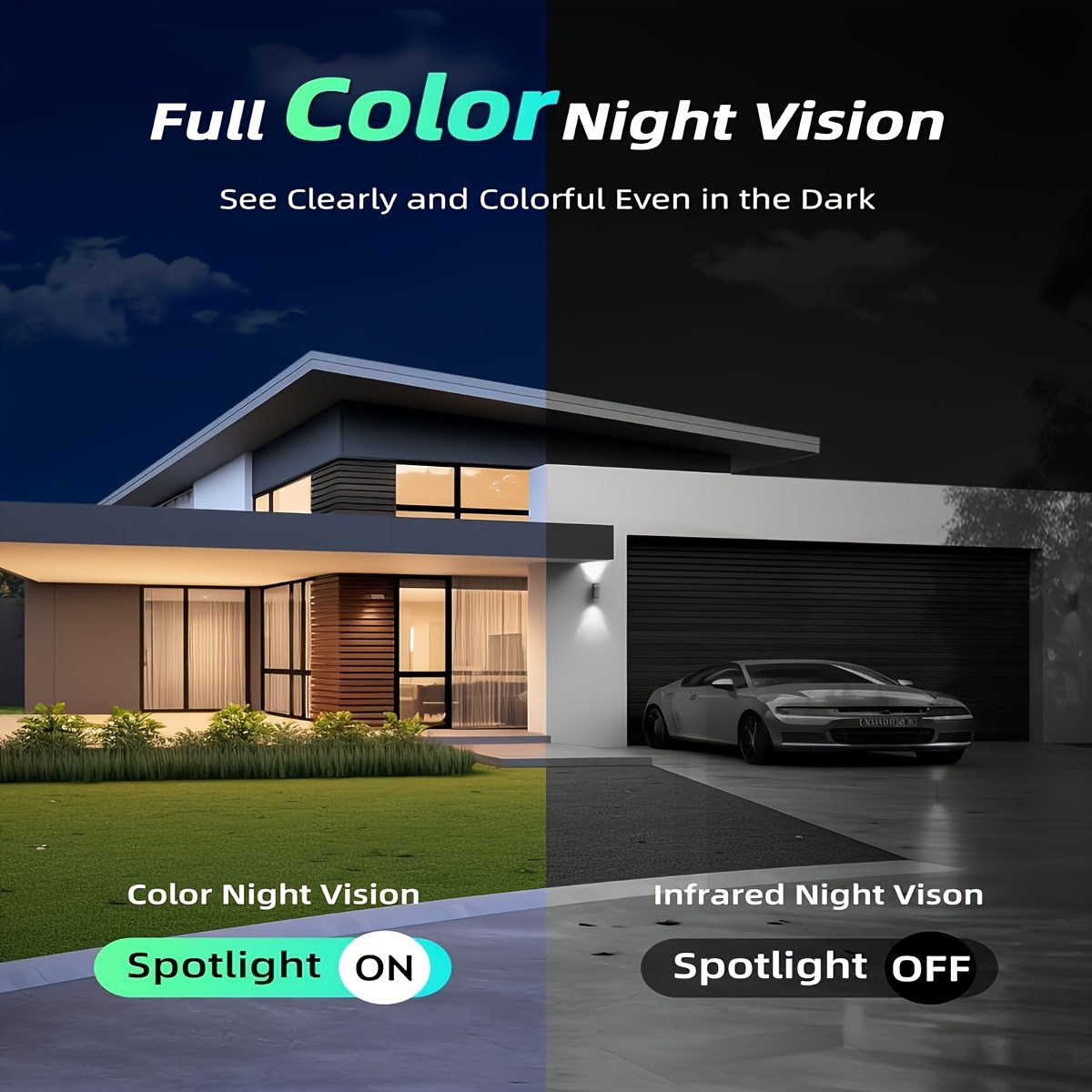 2 Pack (White + Black) Security Camera Wireless Outdoor, FHD 3MP Night Vision with Spotlight, Wire-Free 4000Mah Battery Powered, Human Detection, PIR Human Detection, 2-Way Talk, SD Card/Cloud Storage Three Days of Free Cloud Storage - Image 9