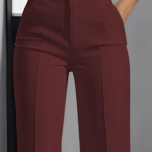 Women'S Elegant White Trousers, Formal And Casual Two-Wear, Button Closure, No Elastic Fabric, Office Party Daily Wear, High-Waisted Professional Pants, Classic Cut, Exquisite And Fashionable Bottoms