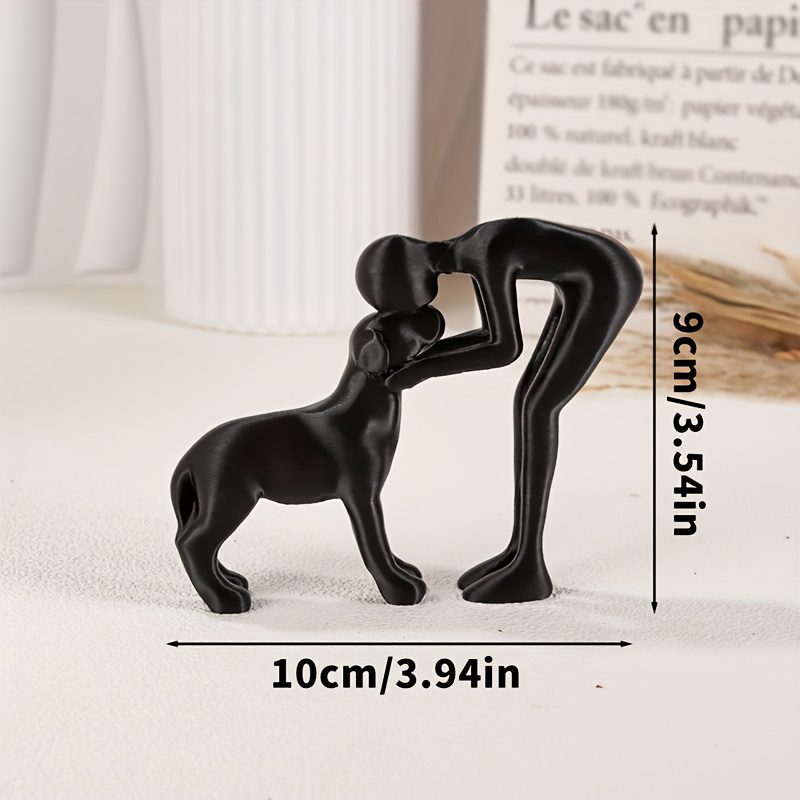 Collectible Figurines ,1pc Black & White Human & Dog Friendship Sculpture Statue - Modern Minimalist Pet Lover Gift, Hand-Like Figure & Sitting Puppy Figurine, Plastic Home/Office/Shelf Decor for Christmas, Hanukkah, Easter, Thanksgiving (No - Image 4