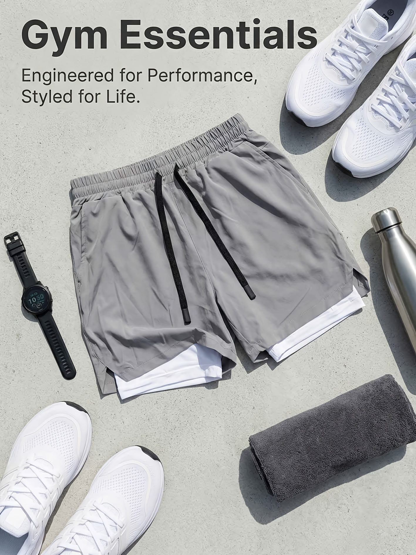 Men's New Summer Quick-Dry Sports Shorts with Split Hem, Double-Layer Fashion Design, Beachwear for Summer Seaside Travel, Comfortable Fabric, Drawstring, Gym Double-Layer Phone Shorts, Daily Wear, Valentine's Day Gift - Image 2