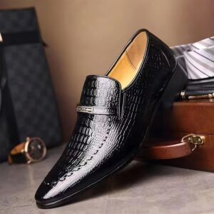 Men'S Crocodile Pattern Shoes, Low-Top Casual Shoes for Men, Embossed Shoes, Formal Shoes for Men, Soft And Comfortable, Suitable for Office, Home, And Gatherings