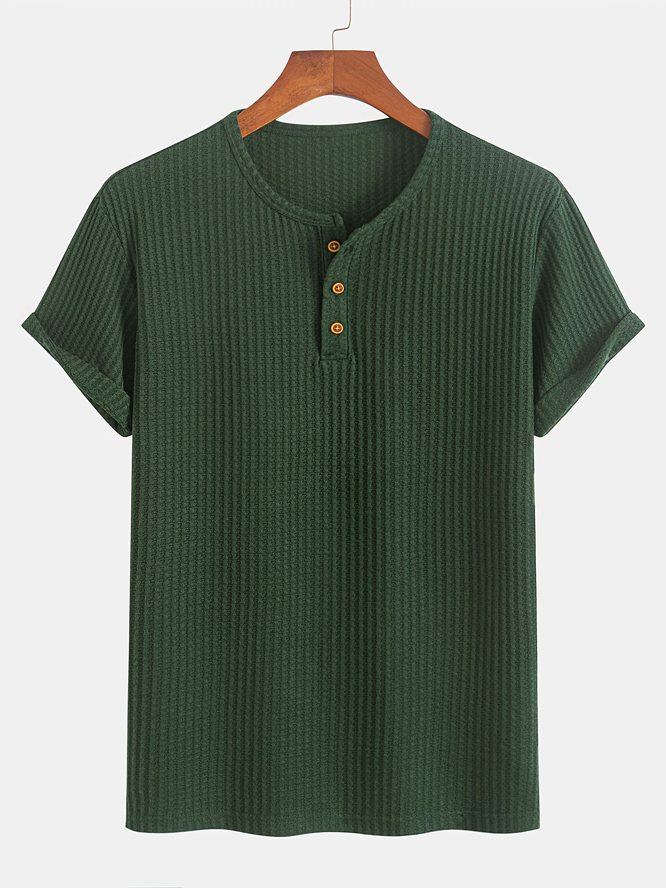A Summer Short-Sleeve Cardigan T-Shirt with a Fine Check Pattern And Round Neck, Featuring a Knitted Jacquard Texture - Image 2
