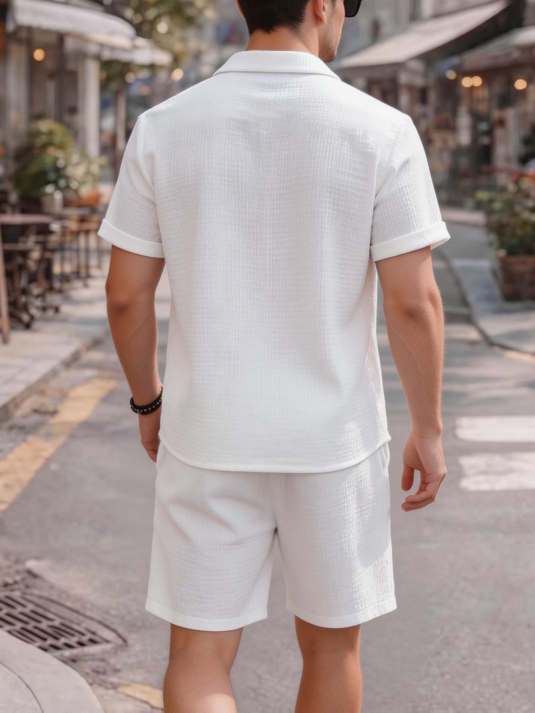 Men's Summer Casual Sportswear Set - High-Quality Shirts with Trendy Short Sleeves and Shorts 2pcs Set - Image 4