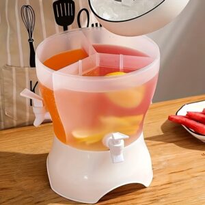 169oz Rotating Beverage Dispenser with Faucet - Holds 3 Drinks, 360° Swivel, Stylish Fridge-Friendly Design for Iced Tea & Juice, Perfect for Parties & Home Kitchen