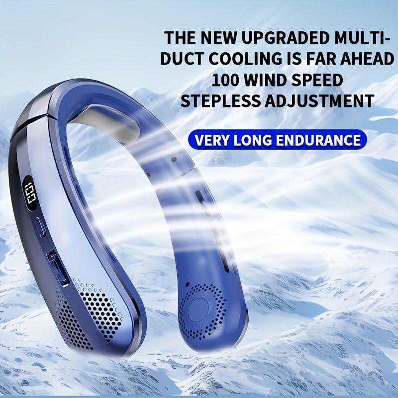1pc Portable Leafless Hanging Neck Fan Five Generations USB Charging Fan, Display 100 Speed Adjustable Up And Down Air Cooling, 30° Internal And External Angle Adjustable, Suitable for Home, Office. Essential Back-To-School Supplies, Outdoors, Beach - Image 11