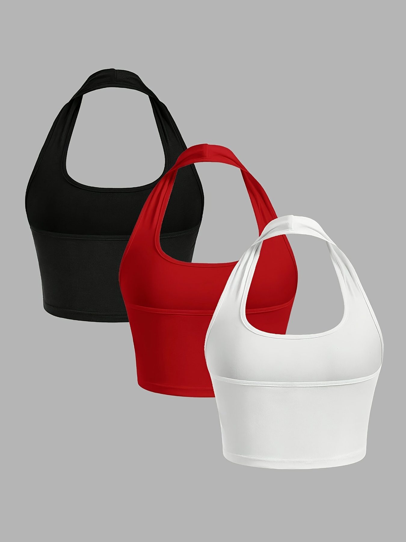 3-piece New Sexy Halter Neck Tank Top, Solid Color Sexy Casual Camisole Top for Women - Image 5