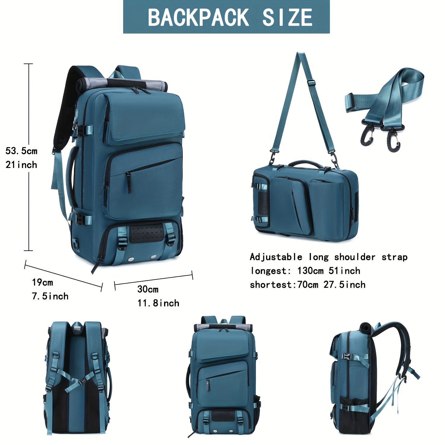 Men'S 39.62cm Laptop Backpack with Airline-Approved TSA Lockable Zipper Closure, 39.62cm Laptop Compartment & 39.62cm Tablet Sleeve - Heavy-Duty Travel Backpack with Padded, Adjustable Shoulder Straps, Shoe Storage & Luggage Strap - Ideal For Business - Image 5
