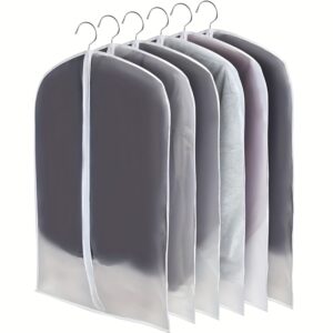 6pcs Set of Dust-proof Transparent Garment Bags, 60x100cm Semi-transparent Suit Bags with Full-length Zippers, for Wardrobe Clothing Storage and Travel