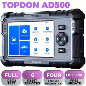 TOPDON AD500 OBD2 Scanner for Engine, ABS, SRS, And Transmission Diagnostics, Along with Oil/Throttle/Sas/Tpms/Bms/Epb Reset Capabilities, Car Scanner with Free Upgrades