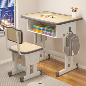 Set of 2 Adjustable Desks And Chairs for Middle School Students, Suitable for Home Use, Ideal for Study And Writing