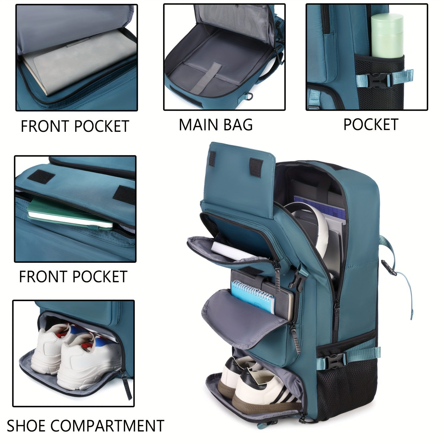 Men'S 39.62cm Laptop Backpack with Airline-Approved TSA Lockable Zipper Closure, 39.62cm Laptop Compartment & 39.62cm Tablet Sleeve - Heavy-Duty Travel Backpack with Padded, Adjustable Shoulder Straps, Shoe Storage & Luggage Strap - Ideal For Business - Image 4